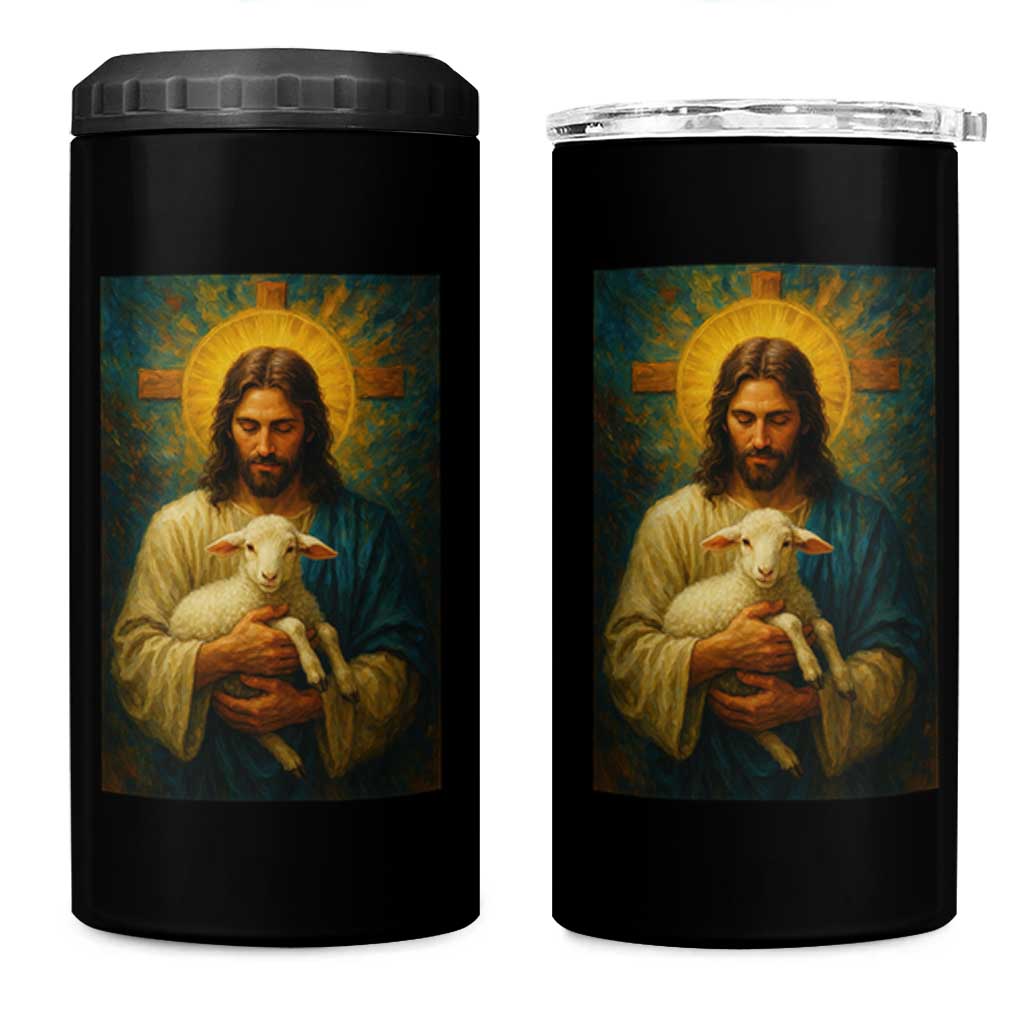 Jesus Christian 4 in 1 Can Cooler Tumbler Hug Lamb Faith Easter - Wonder Print Shop