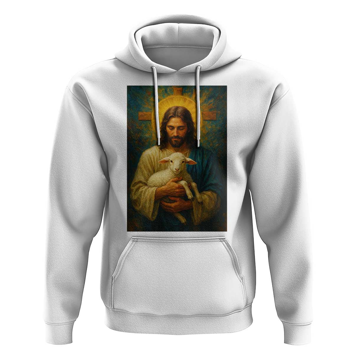 Jesus Christian Hoodie Hug Lamb Faith Easter - Wonder Print Shop