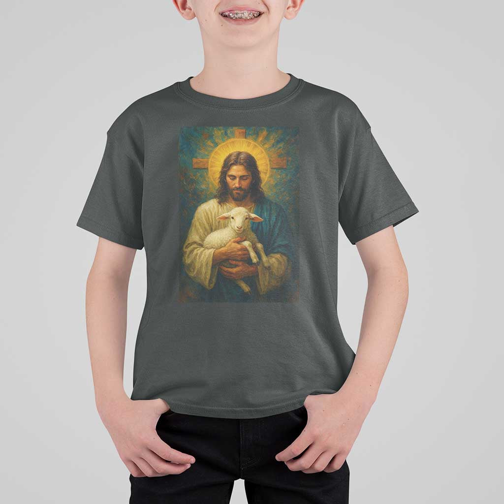 Jesus Christian T Shirt For Kid Hug Lamb Faith Easter - Wonder Print Shop