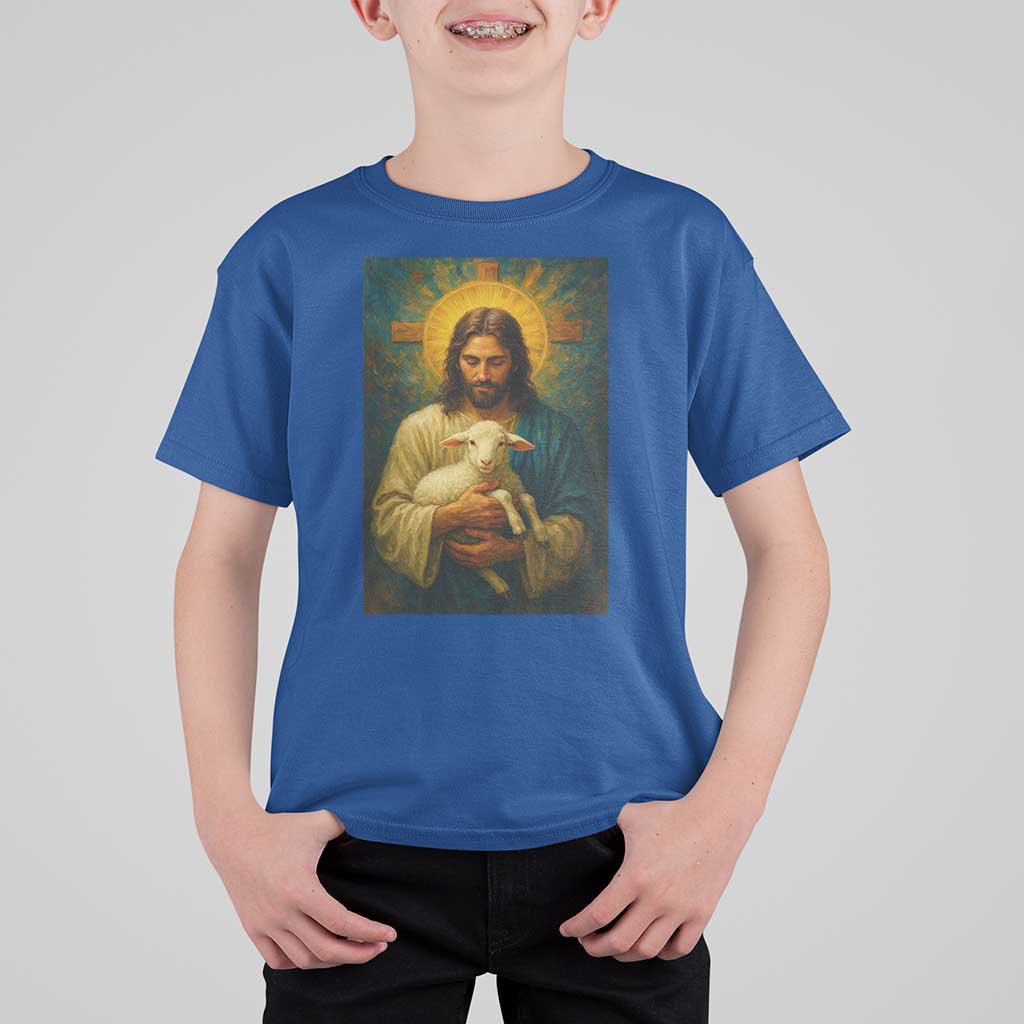 Jesus Christian T Shirt For Kid Hug Lamb Faith Easter - Wonder Print Shop