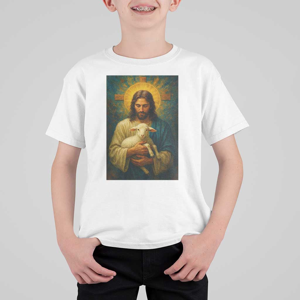 Jesus Christian T Shirt For Kid Hug Lamb Faith Easter - Wonder Print Shop