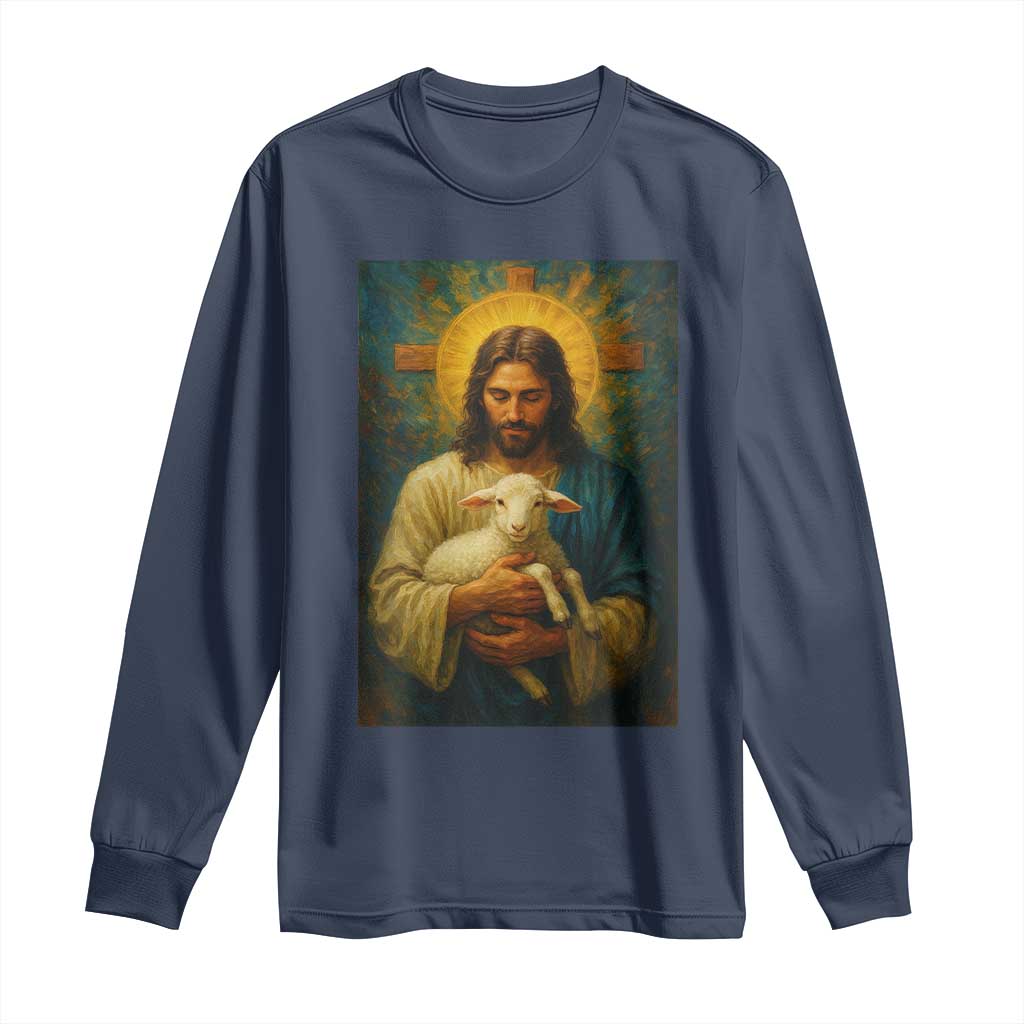 Jesus Christian Long Sleeve Shirt Hug Lamb Faith Easter - Wonder Print Shop
