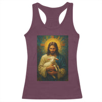 Jesus Christian Racerback Tank Top Hug Lamb Faith Easter - Wonder Print Shop