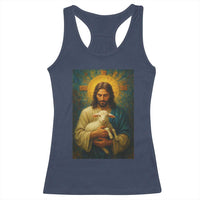 Jesus Christian Racerback Tank Top Hug Lamb Faith Easter - Wonder Print Shop