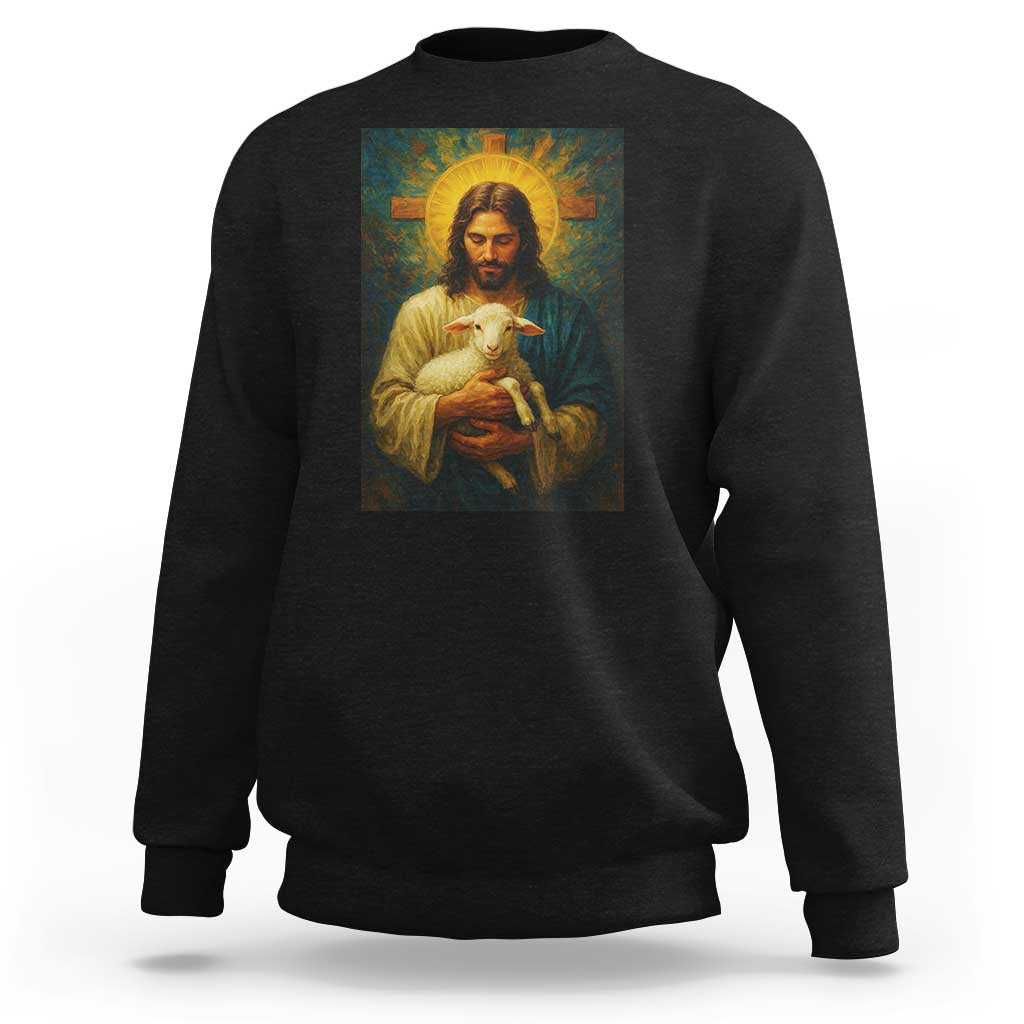 Jesus Christian Sweatshirt Hug Lamb Faith Easter - Wonder Print Shop