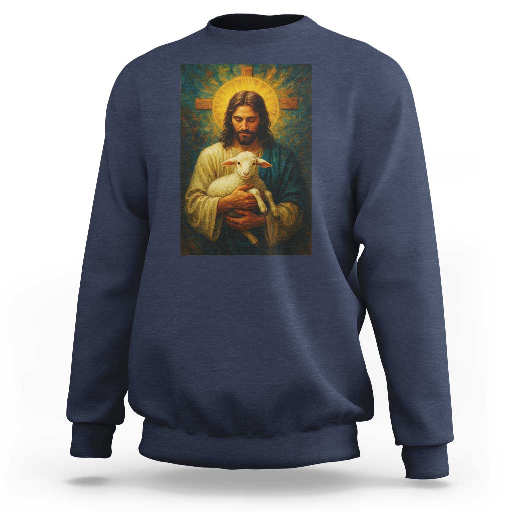 Jesus Christian Sweatshirt Hug Lamb Faith Easter - Wonder Print Shop