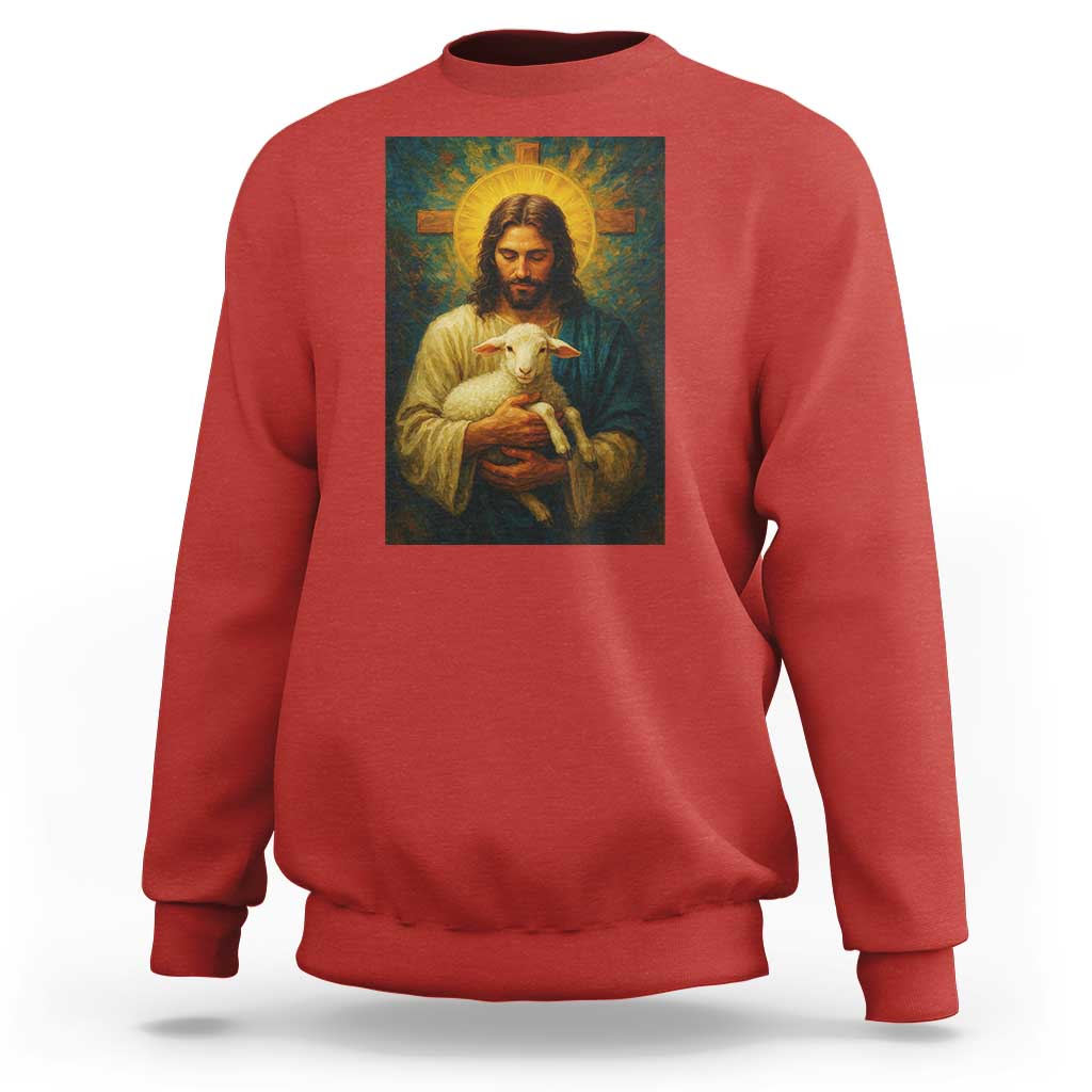 Jesus Christian Sweatshirt Hug Lamb Faith Easter - Wonder Print Shop