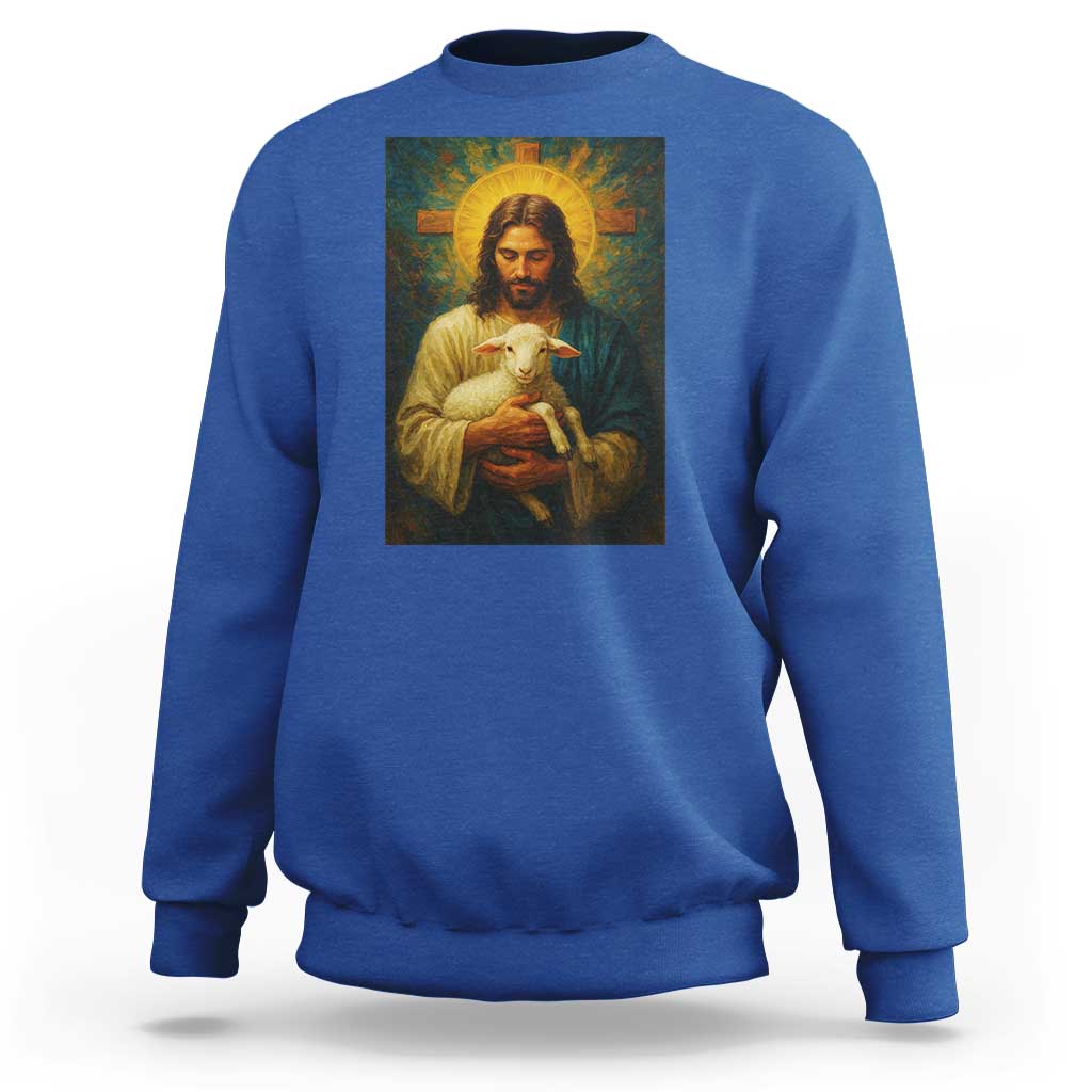 Jesus Christian Sweatshirt Hug Lamb Faith Easter - Wonder Print Shop