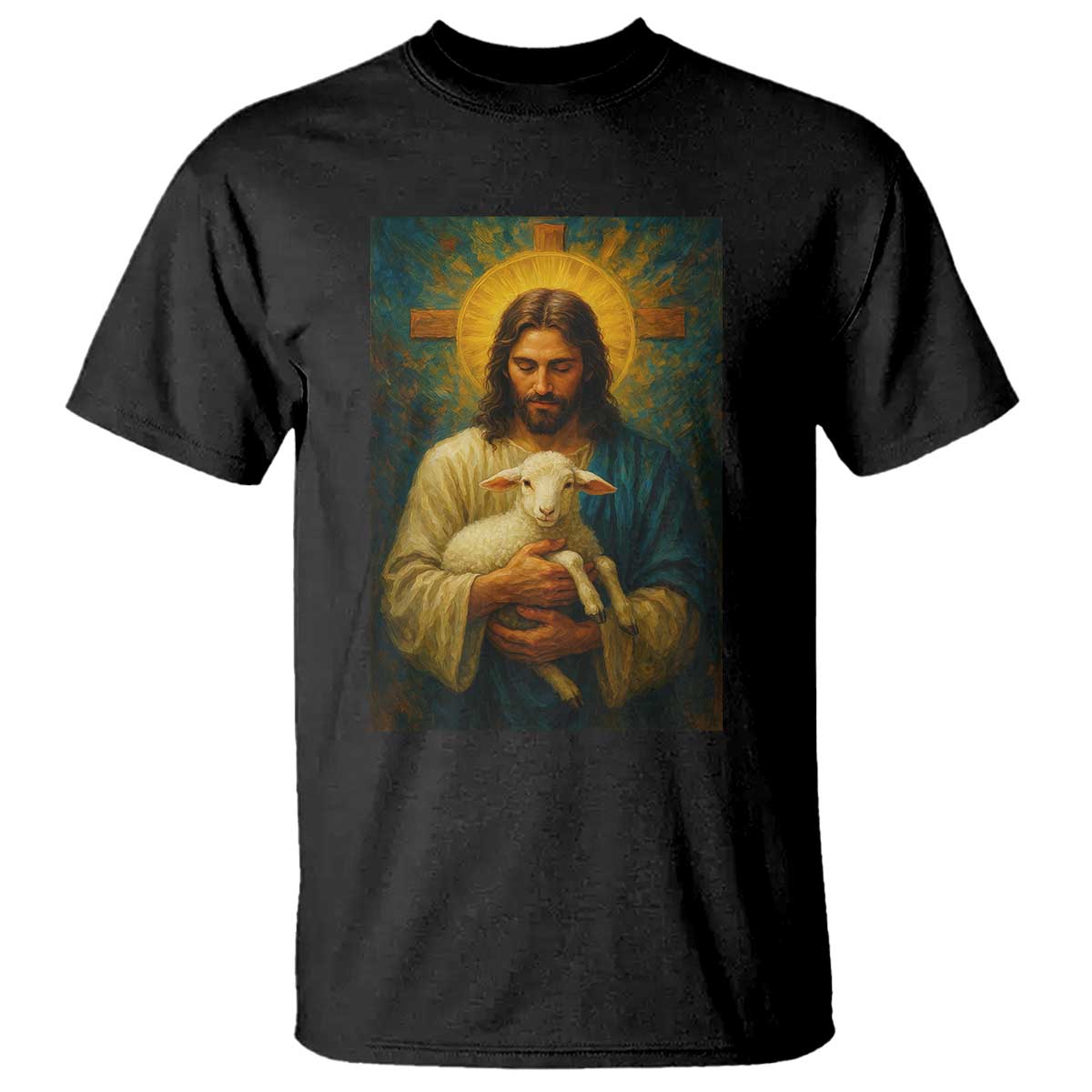 Jesus Christian T Shirt Hug Lamb Faith Easter - Wonder Print Shop