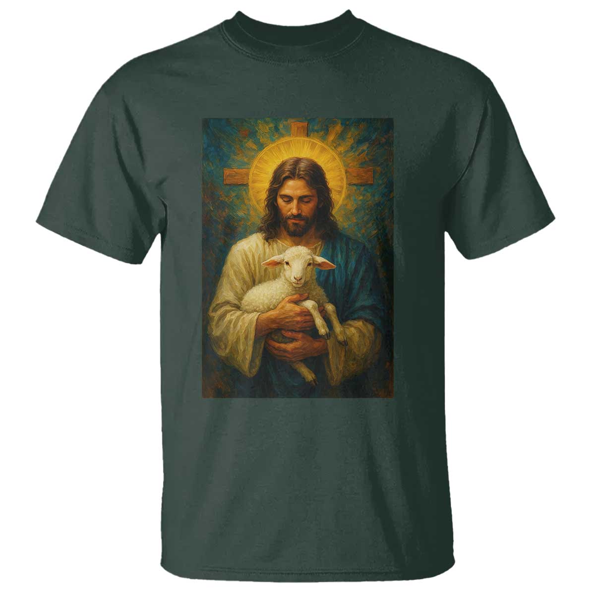 Jesus Christian T Shirt Hug Lamb Faith Easter - Wonder Print Shop