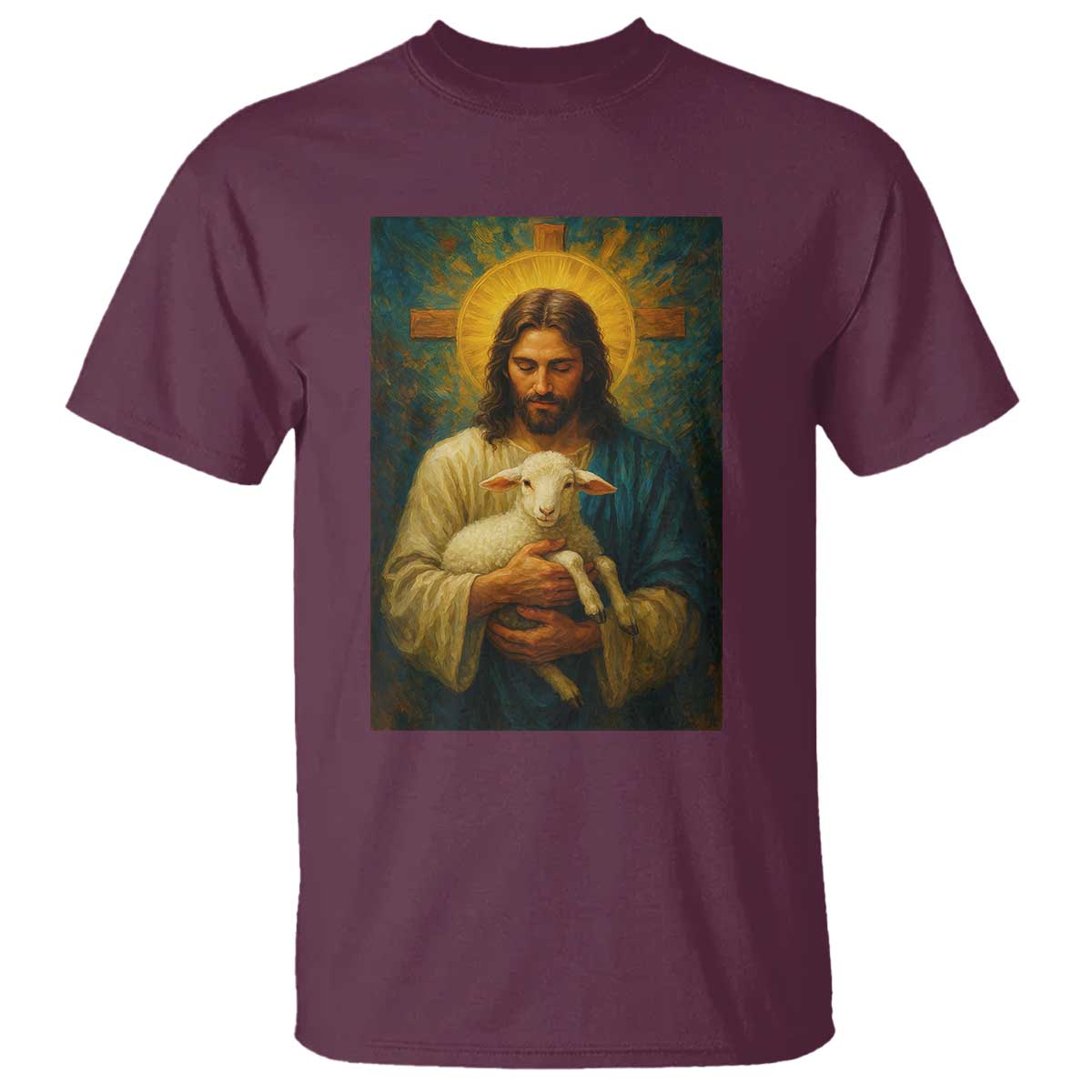 Jesus Christian T Shirt Hug Lamb Faith Easter - Wonder Print Shop