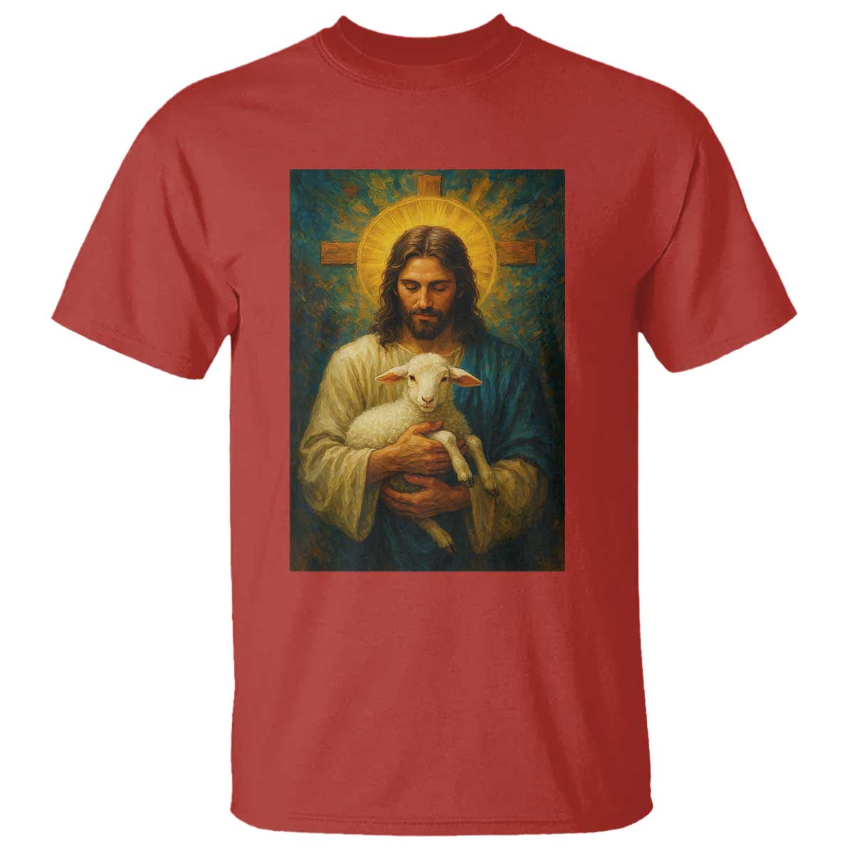 Jesus Christian T Shirt Hug Lamb Faith Easter - Wonder Print Shop