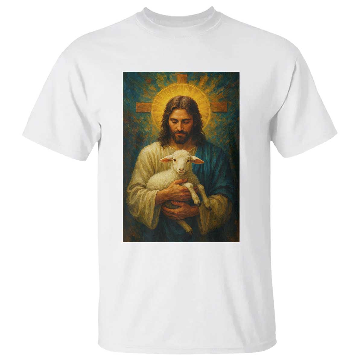 Jesus Christian T Shirt Hug Lamb Faith Easter - Wonder Print Shop