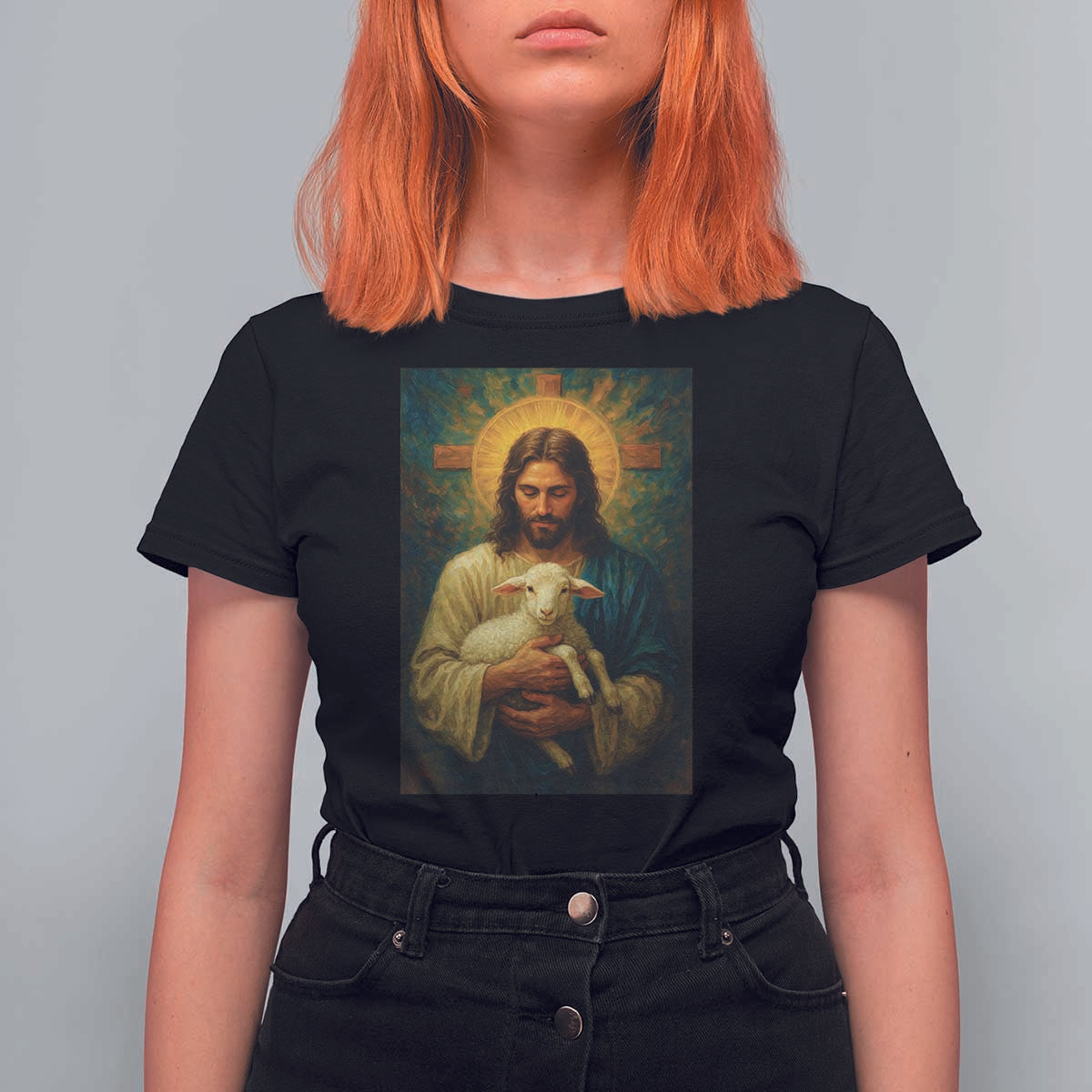 Jesus Christian T Shirt For Women Hug Lamb Faith Easter - Wonder Print Shop
