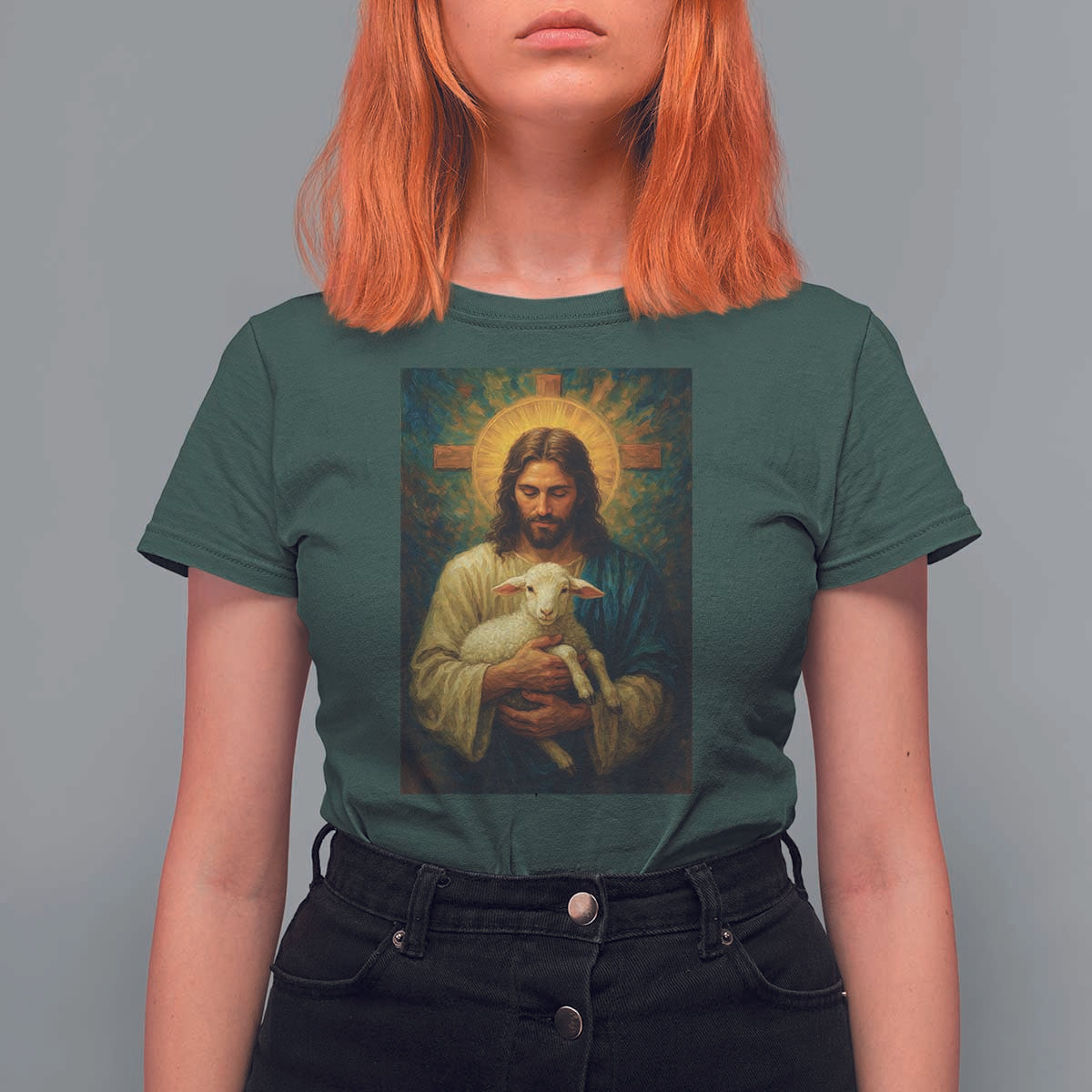 Jesus Christian T Shirt For Women Hug Lamb Faith Easter - Wonder Print Shop