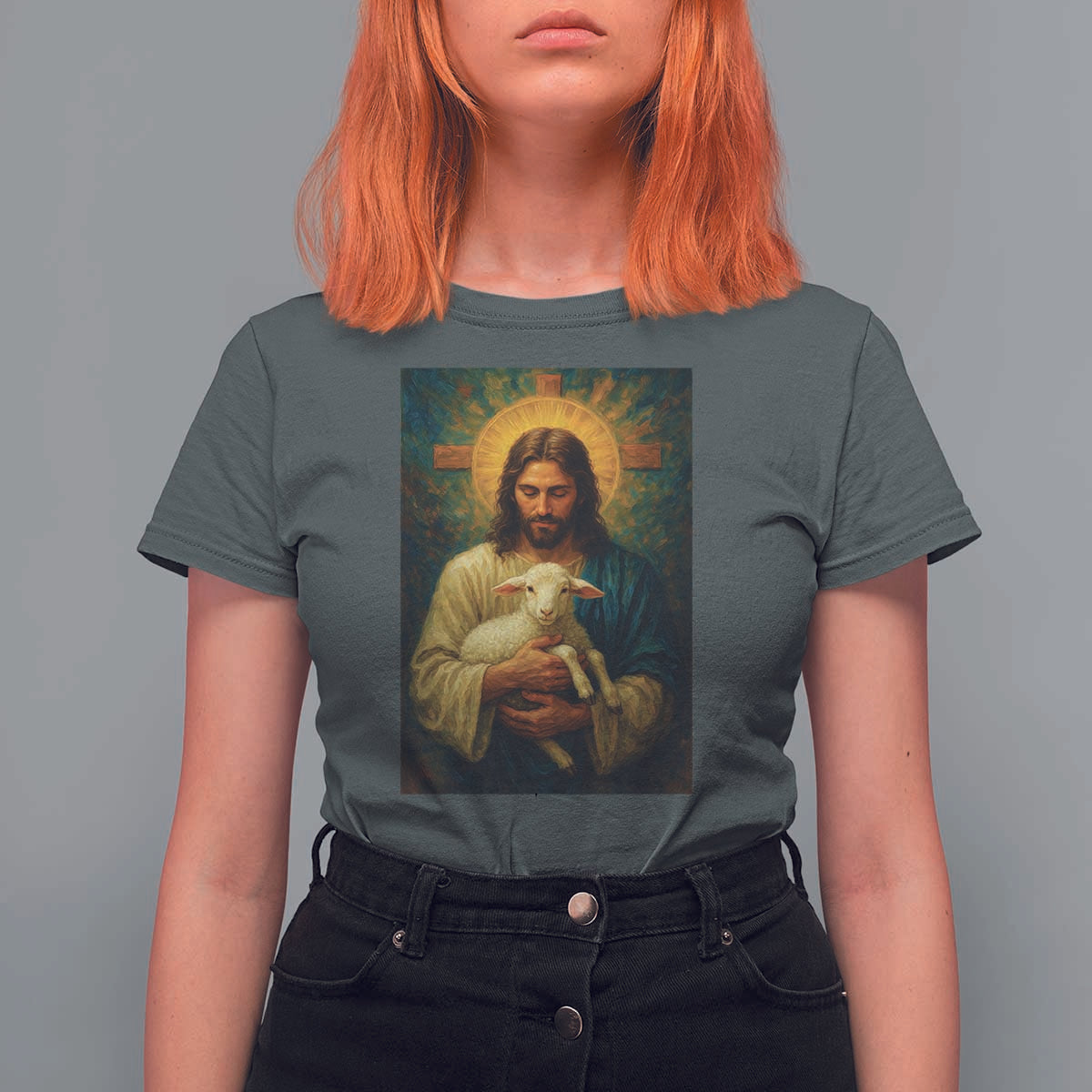 Jesus Christian T Shirt For Women Hug Lamb Faith Easter - Wonder Print Shop