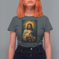 Jesus Christian T Shirt For Women Hug Lamb Faith Easter - Wonder Print Shop
