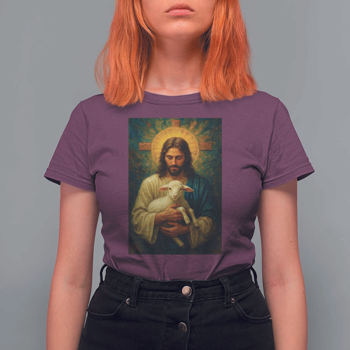 Jesus Christian T Shirt For Women Hug Lamb Faith Easter - Wonder Print Shop