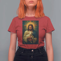 Jesus Christian T Shirt For Women Hug Lamb Faith Easter - Wonder Print Shop