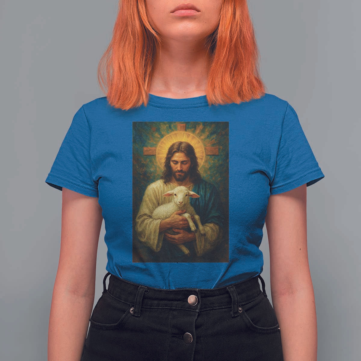 Jesus Christian T Shirt For Women Hug Lamb Faith Easter - Wonder Print Shop