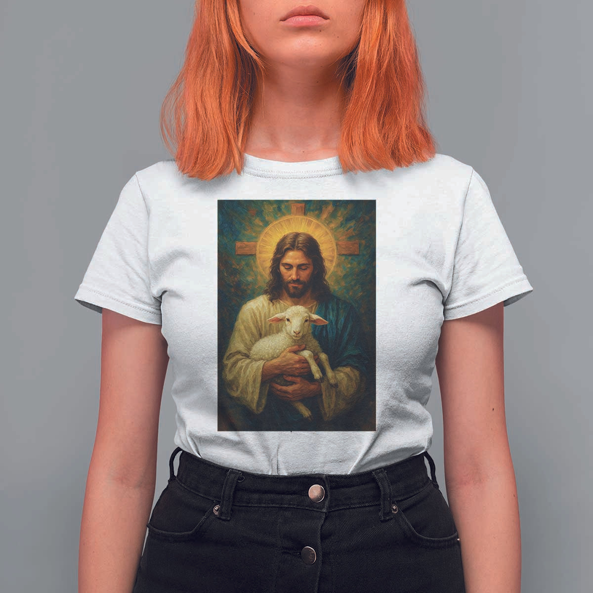 Jesus Christian T Shirt For Women Hug Lamb Faith Easter - Wonder Print Shop