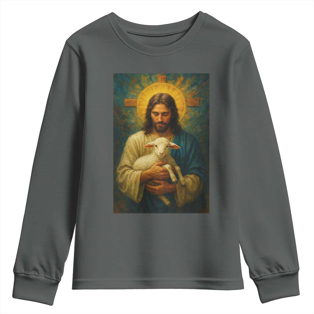Jesus Christian Youth Sweatshirt Hug Lamb Faith Easter - Wonder Print Shop