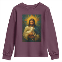 Jesus Christian Youth Sweatshirt Hug Lamb Faith Easter - Wonder Print Shop