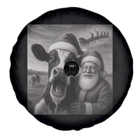 Funny Santa Selfie with Cow Christmas Spare Tire Cover - Wonder Print Shop