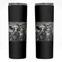 Funny Santa Selfie with Cow Christmas Skinny Tumbler - Wonder Print Shop