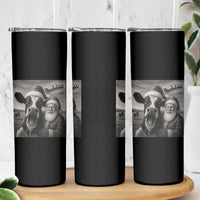 Funny Santa Selfie with Cow Christmas Skinny Tumbler - Wonder Print Shop