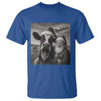 Funny Santa Selfie with Cow Christmas T Shirt - Wonder Print Shop