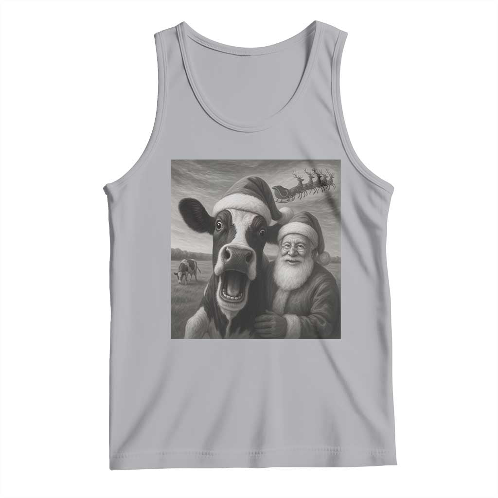 Funny Santa Selfie with Cow Christmas Tank Top - Wonder Print Shop