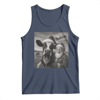 Funny Santa Selfie with Cow Christmas Tank Top - Wonder Print Shop