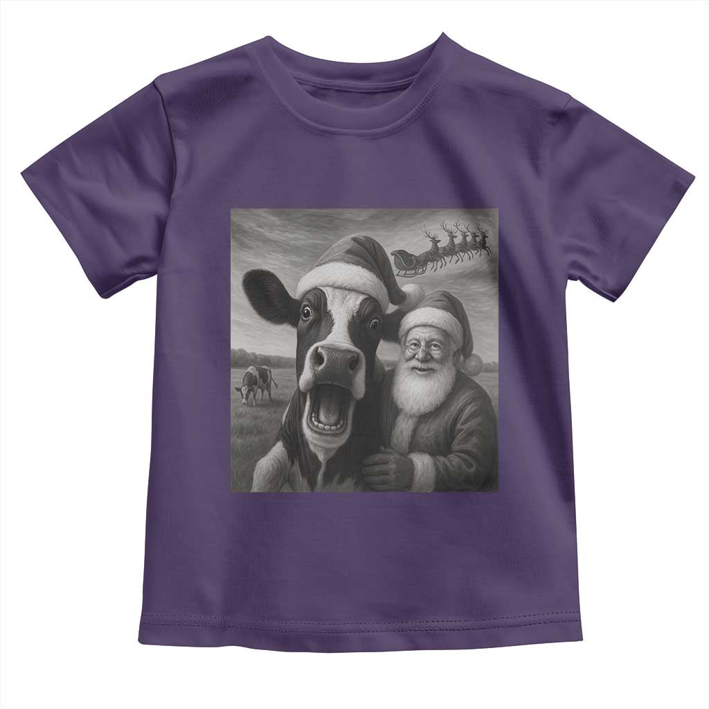 Funny Santa Selfie with Cow Christmas Toddler T Shirt - Wonder Print Shop