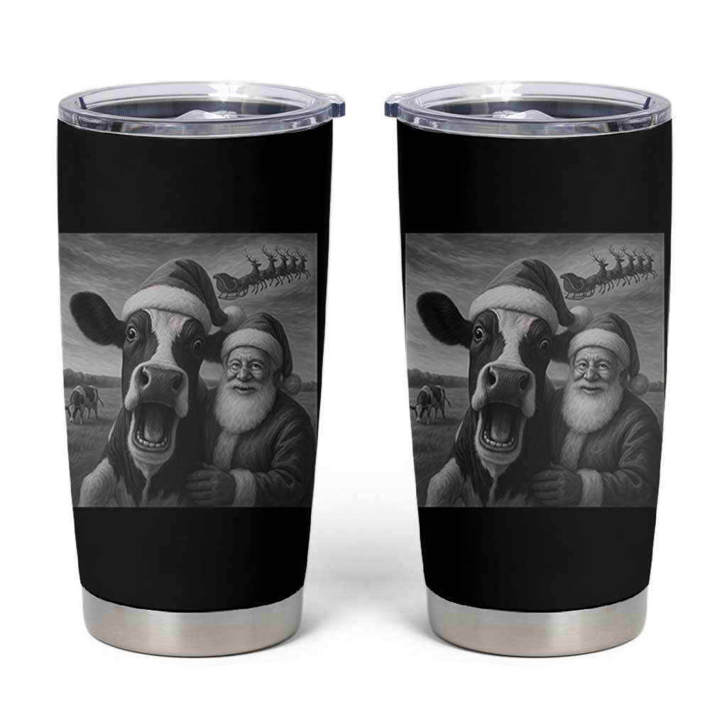 Funny Santa Selfie with Cow Christmas Tumbler Cup - Wonder Print Shop