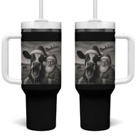 Funny Santa Selfie with Cow Christmas Tumbler With Handle - Wonder Print Shop