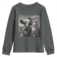 Funny Santa Selfie with Cow Christmas Youth Sweatshirt - Wonder Print Shop