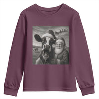Funny Santa Selfie with Cow Christmas Youth Sweatshirt - Wonder Print Shop