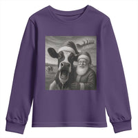 Funny Santa Selfie with Cow Christmas Youth Sweatshirt - Wonder Print Shop