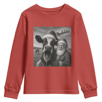 Funny Santa Selfie with Cow Christmas Youth Sweatshirt - Wonder Print Shop