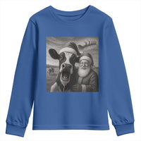 Funny Santa Selfie with Cow Christmas Youth Sweatshirt - Wonder Print Shop
