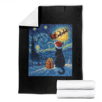 Cat Starry Night Christmas Throw Blanket Van Gogh Cat Lover Xmas - Wonder Print Shop