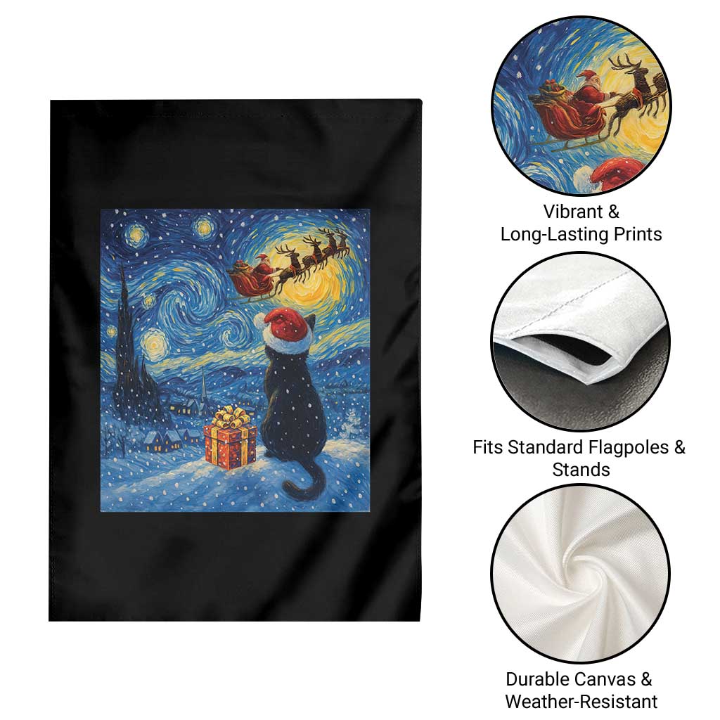 Cat Starry Night Christmas Garden Flag Van Gogh Cat Lover Xmas - Wonder Print Shop