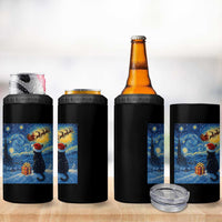 Cat Starry Night Christmas 4 in 1 Can Cooler Tumbler Van Gogh Cat Lover Xmas - Wonder Print Shop