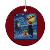 Cat Starry Night Xmas Ceramic Ornament Van Gogh Cat Lover Xmas - Wonder Print Shop