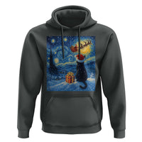 Cat Starry Night Christmas Hoodie Van Gogh Cat Lover Xmas - Wonder Print Shop