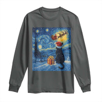 Cat Starry Night Christmas Long Sleeve Shirt Van Gogh Cat Lover Xmas - Wonder Print Shop