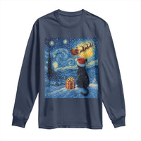 Cat Starry Night Christmas Long Sleeve Shirt Van Gogh Cat Lover Xmas - Wonder Print Shop