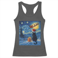 Cat Starry Night Christmas Racerback Tank Top Van Gogh Cat Lover Xmas - Wonder Print Shop
