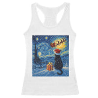Cat Starry Night Christmas Racerback Tank Top Van Gogh Cat Lover Xmas - Wonder Print Shop